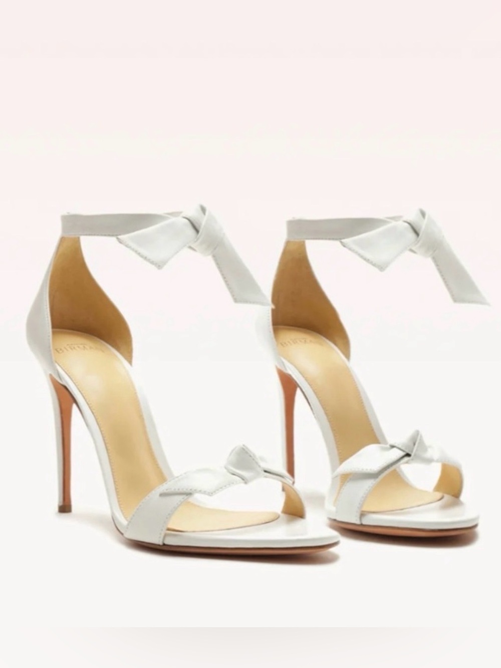 Alexandre Birman White Bow Ankle-Strap Stiletto Sandals